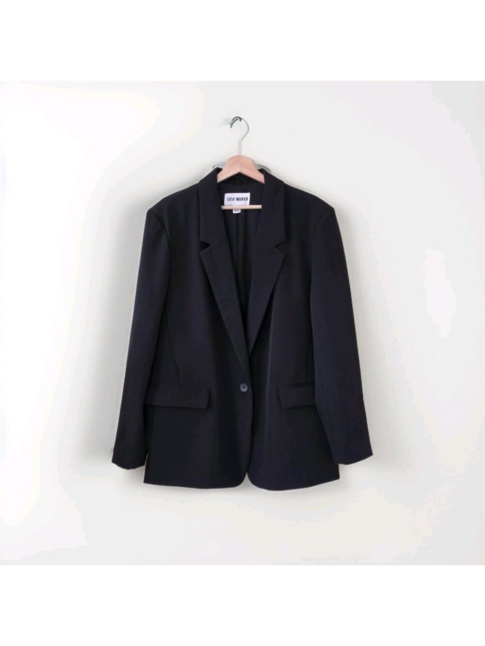 Steve Madden Blazer L Black 1B Lined Academia Office Siren Corporate Girlie Edgy